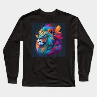 Colorful Lion Art Long Sleeve T-Shirt